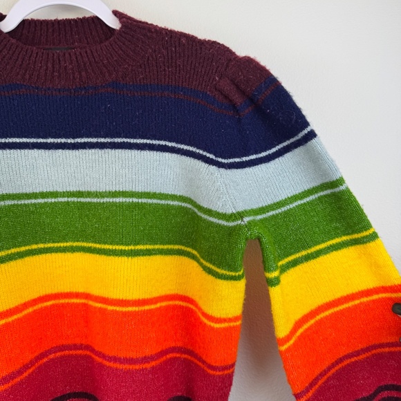 CLICHE' Bold Color Mock Turtleneck Striped Pullover Sweater / Size Medium - Picture 2 of 12